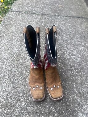 J.B. Dillon “UNISEX” Brown Leather Cowboy Boots with Flag Shaft!!